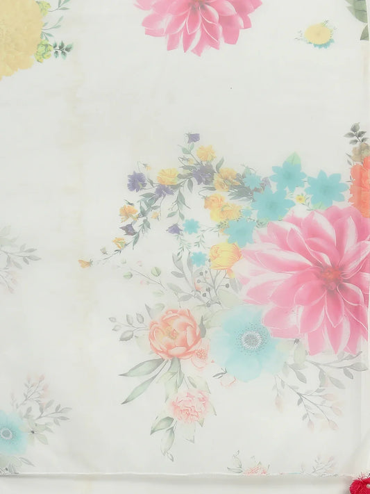 Women White Embroidered Angrakha Kurta Set