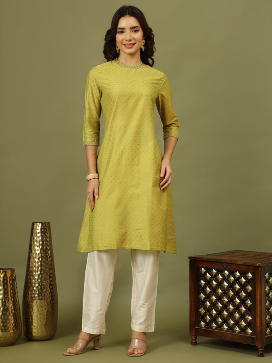 Polka Dots Printed Festive Straight Kurta