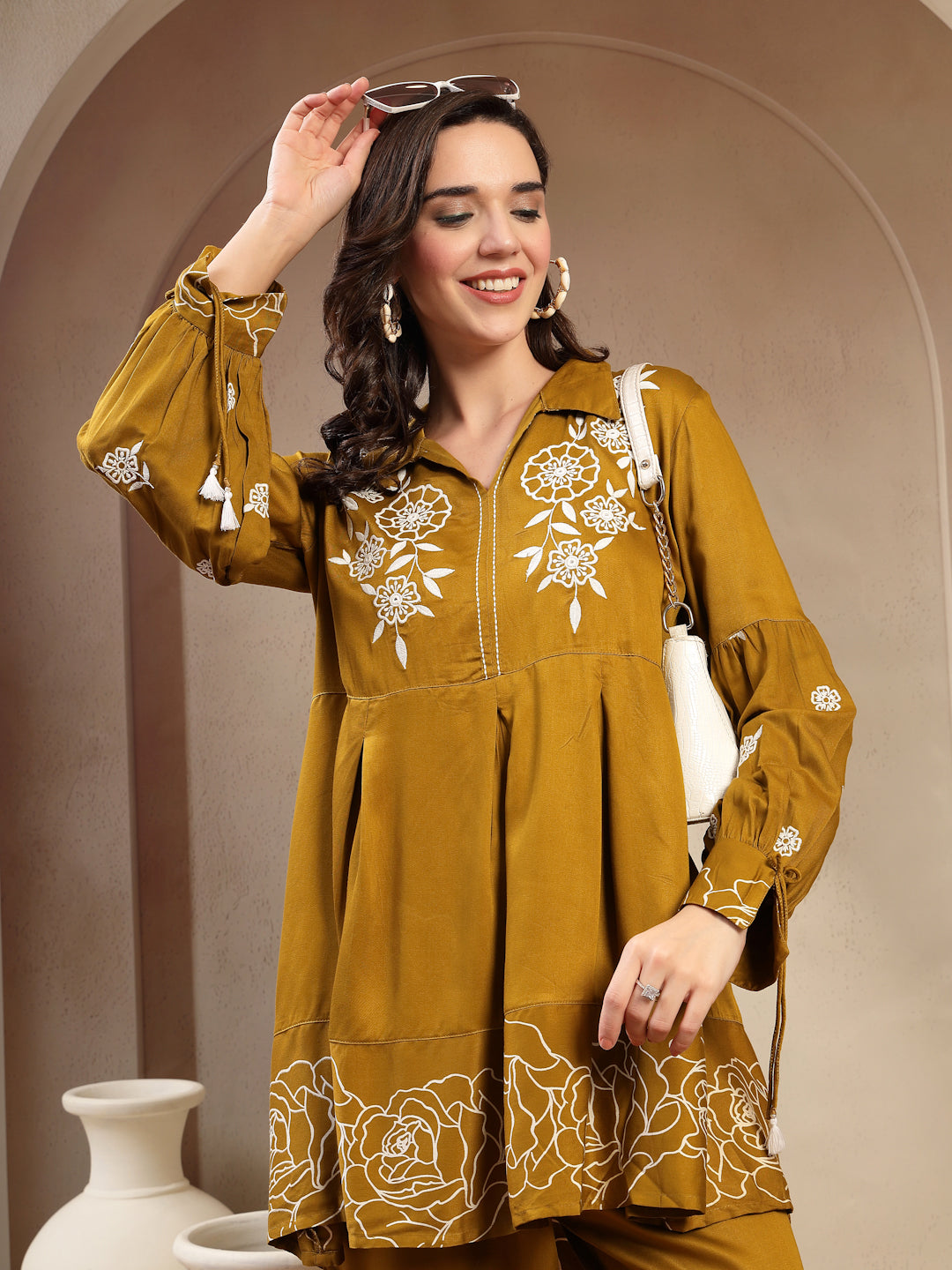Women’s Green Printed Rayon Kurta Palazzo Co-ord Set