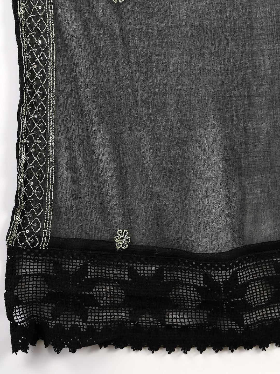 Women Green Bandhani Embroidered Shoulder Straps Sequinned Kurta With Palazzo & Dupatta