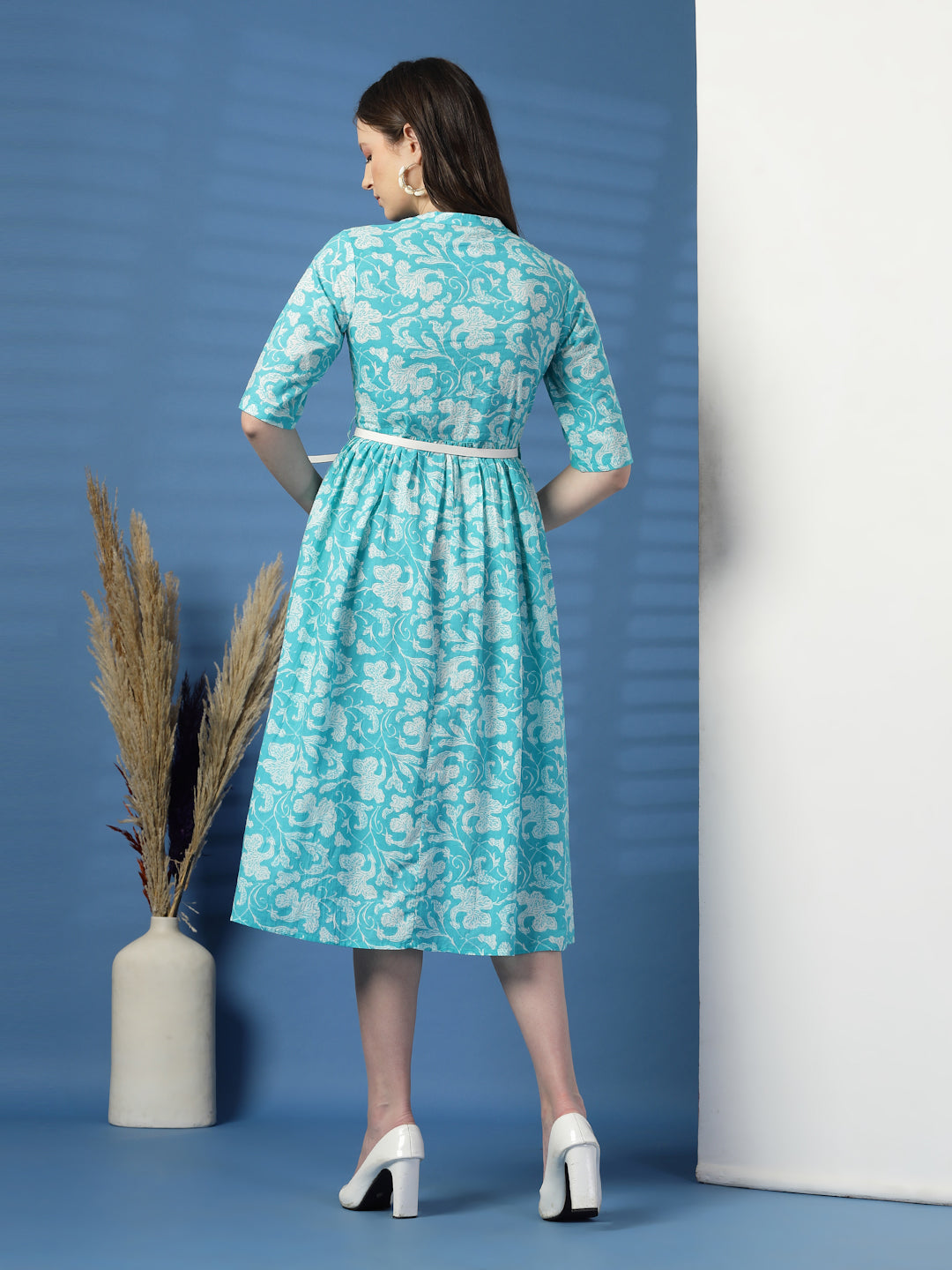 Women Printed Cotton Fit & Flared Dress