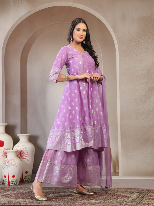 Women Printed Kurta & Sharara with Dupatta Set