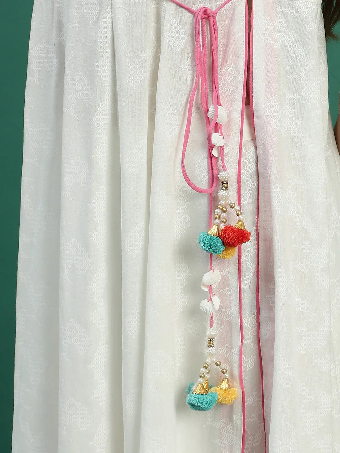 Women White Embroidered Angrakha Kurta Set