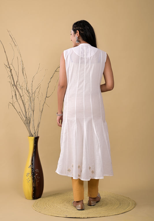 RAMA'S Women White Colour Web Design A-line Kurta