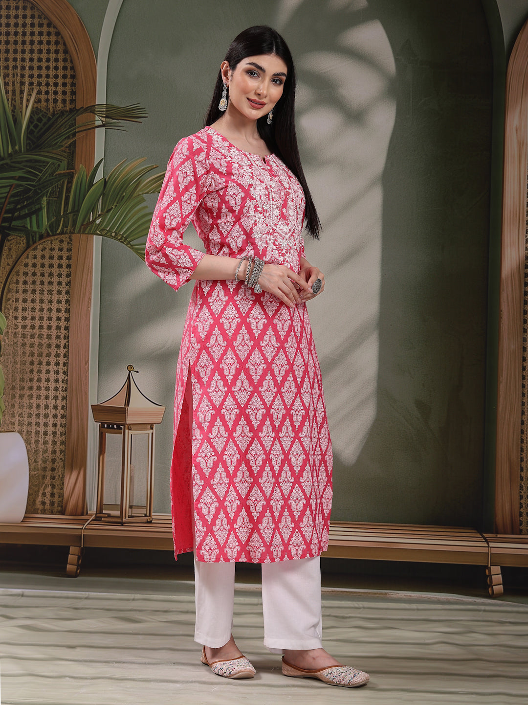 Elegant Pink Printed Kurti