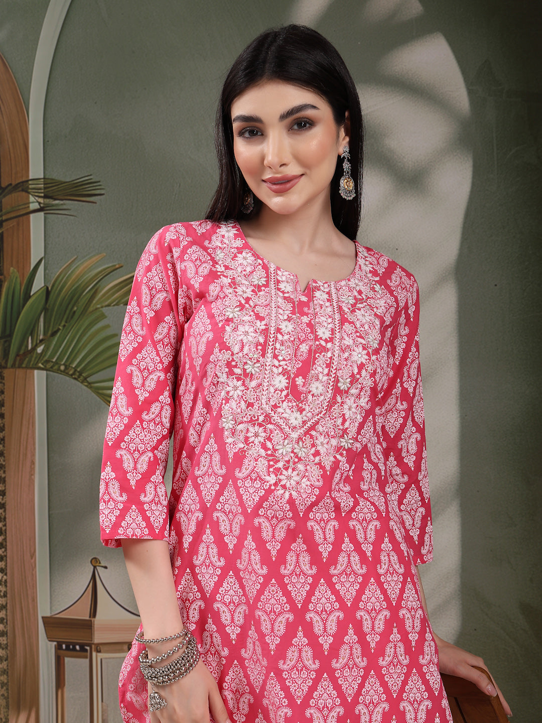 Elegant Pink Printed Kurti