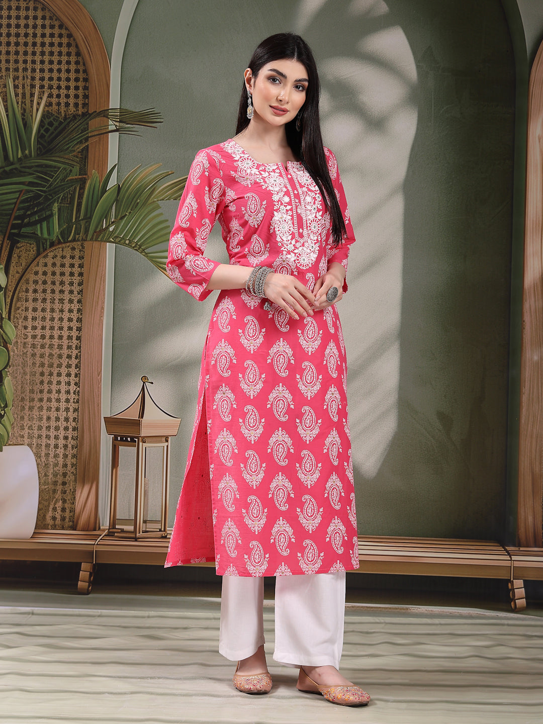 Pink Paisley Printed Kurti