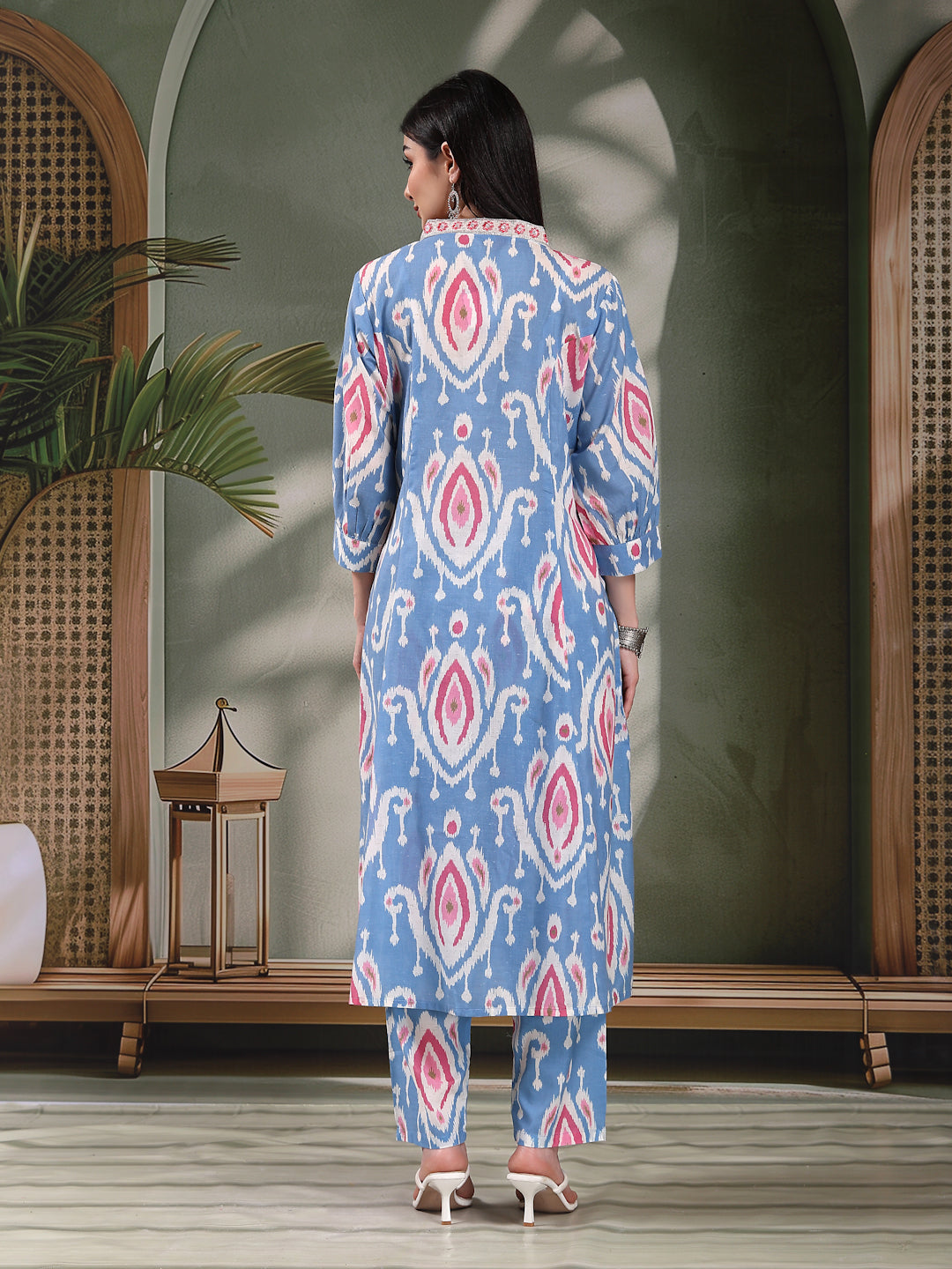 Women Ethnic Printed Pure Cotton A-Line Kurta & Trousers