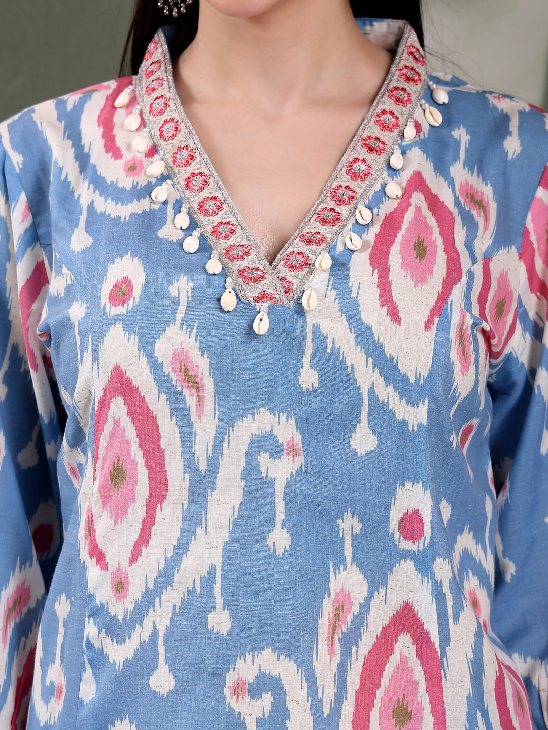 Women Ethnic Printed Pure Cotton A-Line Kurta & Trousers