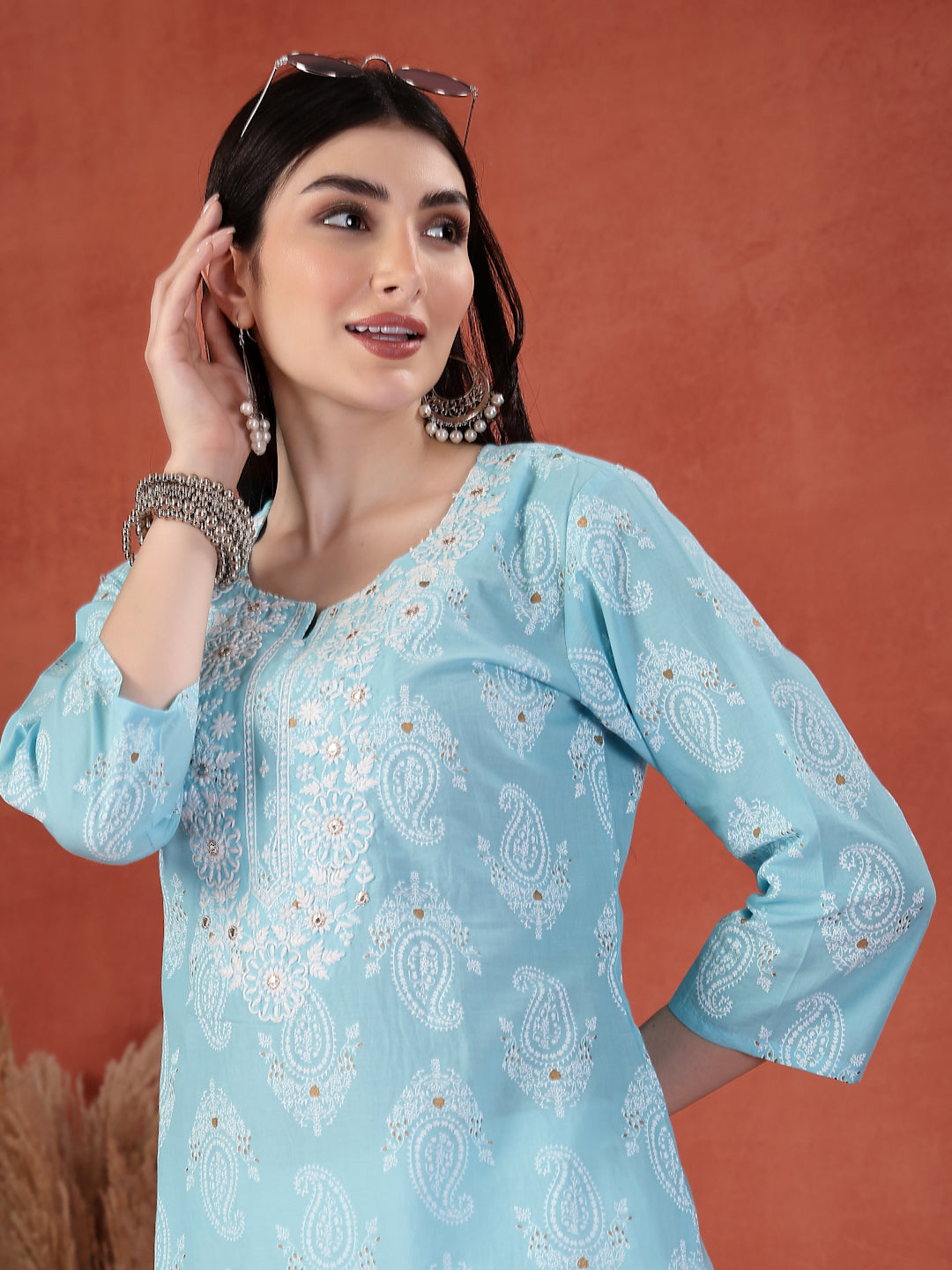 Boho Turquoise Blue Kurti