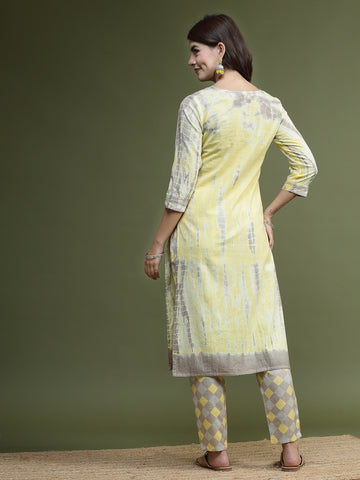 RAMA'S Women Yellow Color Embroidery Kurta Pant Set
