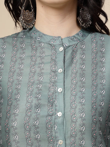 RAMA'S Women Grey Color Printed Staright kurta