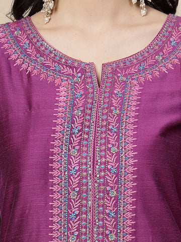 RAMA'S Women Purple Color Embroidery kurta