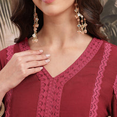 Royal Maroon Cotton Kurta with Dhoti Set