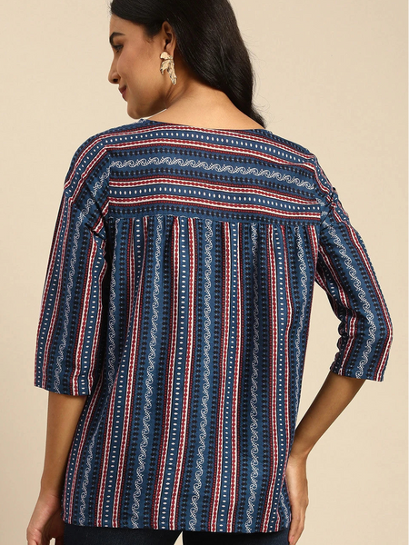 back view indigo top women
