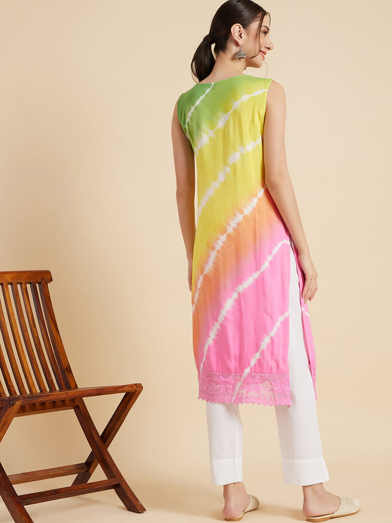 Multicolor Tie-Dye Straight Kurta Back