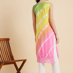 Multicolor Tie-Dye Straight Kurta Back