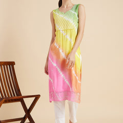Multicolor Tie-Dye Straight Kurta Front