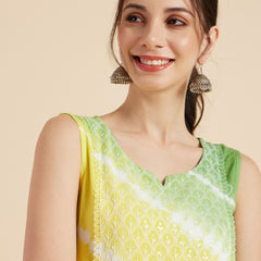 Multicolor Sleeveless Straight Kurta 