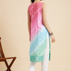 Pink Tie-Dye Straight Kurta Back