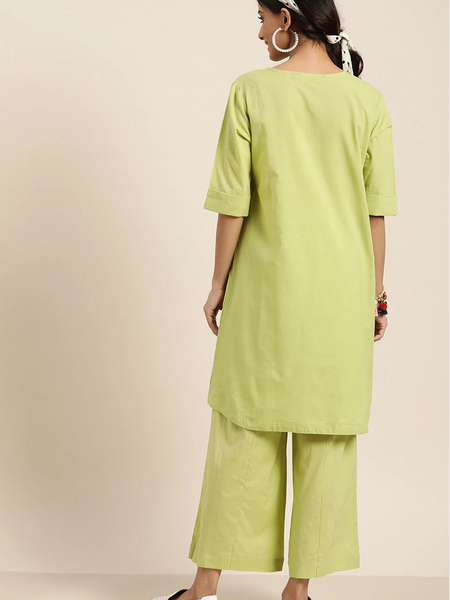 Back view kurta palazzo ethnic set
