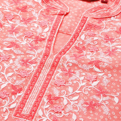 Women Pink Embroidered Straight Cotton Kurta