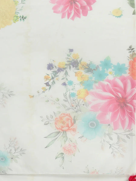 Women White Embroidered Angrakha Kurta Set