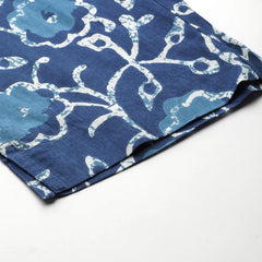 Women Blue Floral Printed Cotton Trousers