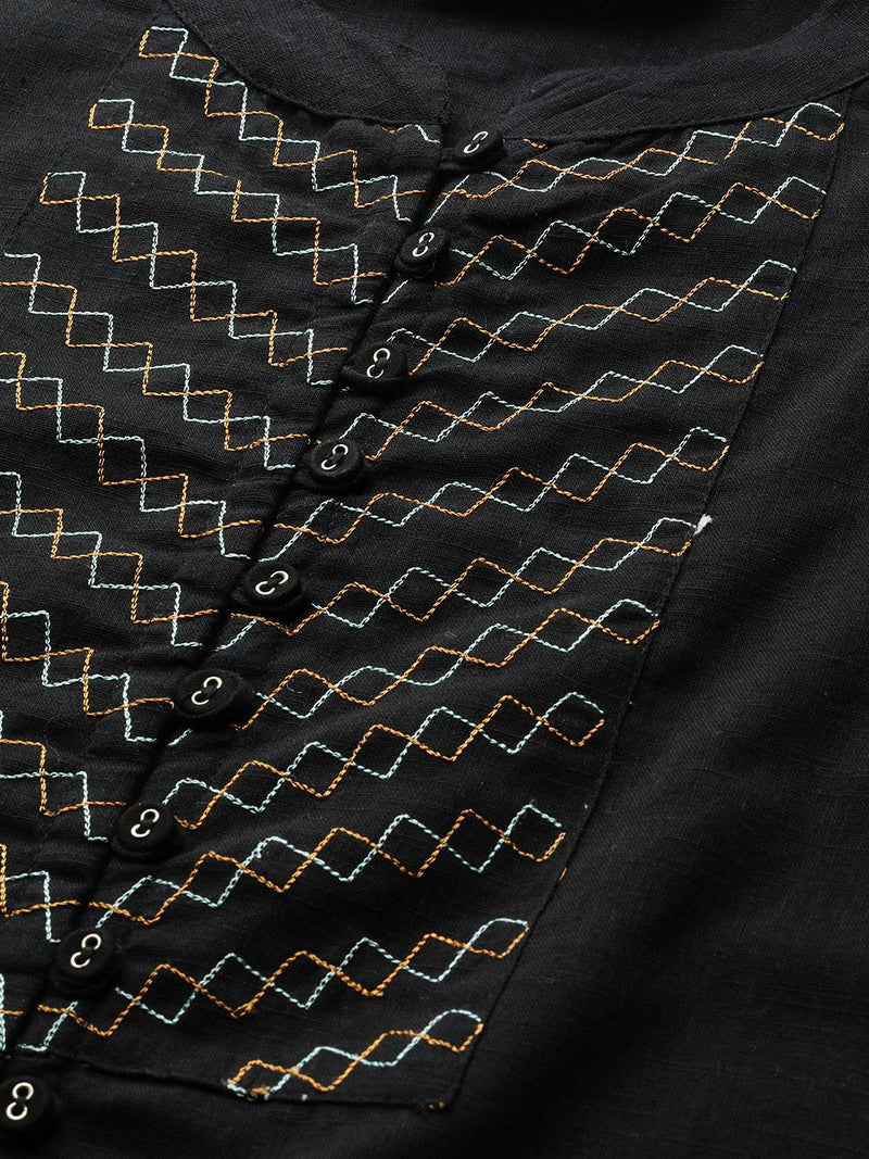 Black Printed Peplum Kurta