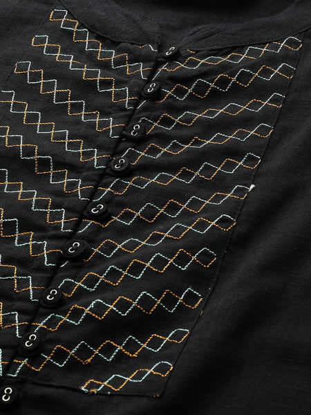 Black Printed Peplum Kurta