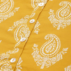 Floral Print Yellow Kurta Close view