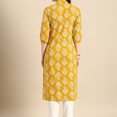Floral Print Yellow Kurta Back