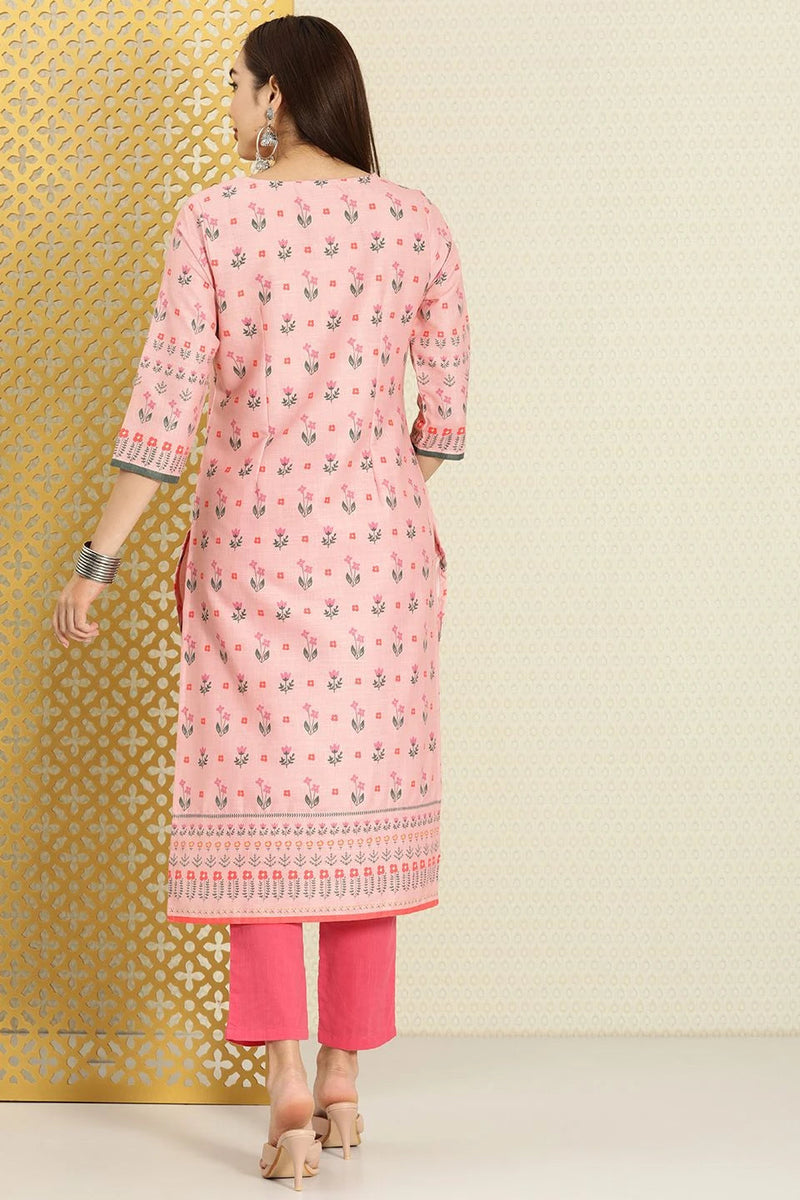 Back view pink straight kurta
