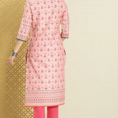 Back view pink straight kurta
