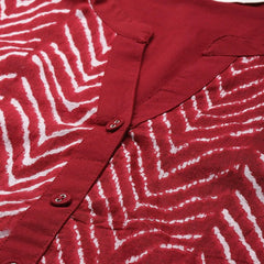 Printed Straight Kurta – Red