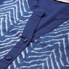 Blue Panel Print Ethnic Kurta 