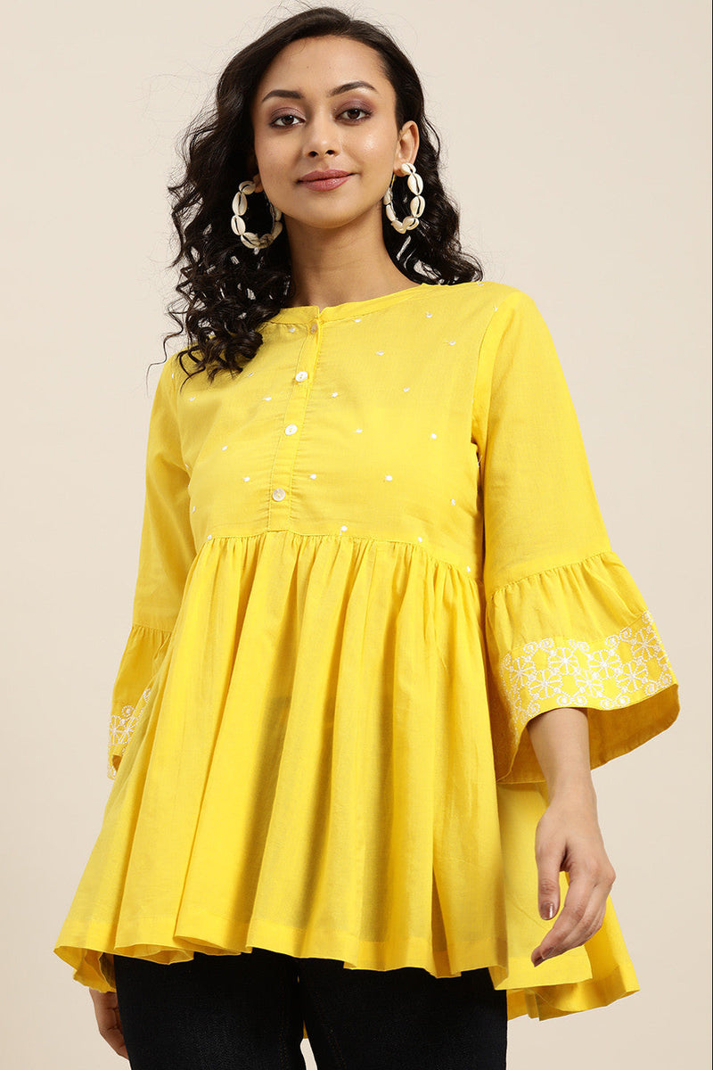 Casual office wear yellow top
