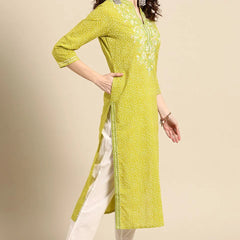Side view lime green ethnic kurta
