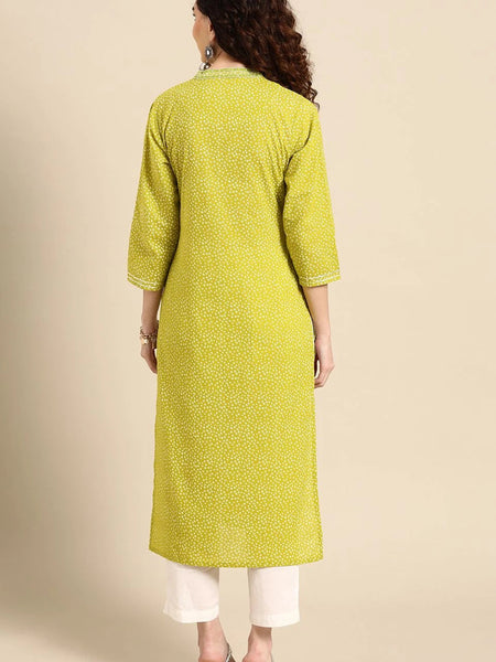 Back view embroidered kurta women
