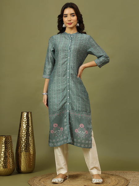 Women Floral Printed Festive Straight Kurta