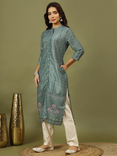 Women Floral Printed Festive Straight Kurta