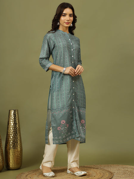 Women Floral Printed Festive Straight Kurta