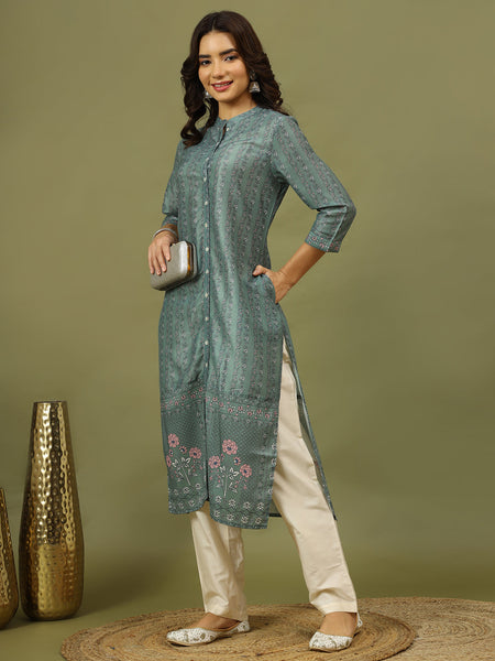 Women Floral Printed Festive Straight Kurta