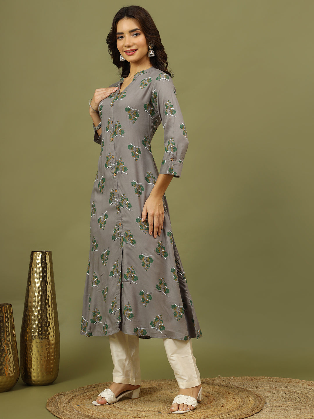 Women Floral Printed Festive A-Line Kurta