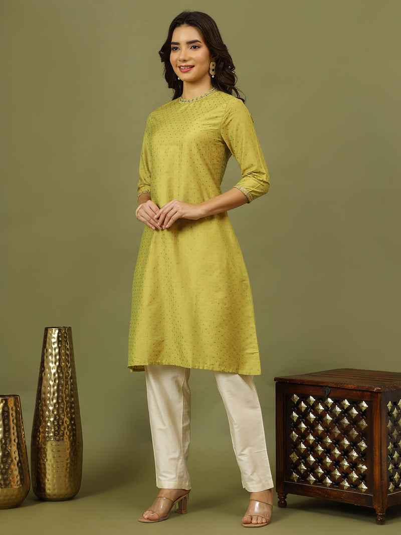 Polka Dots Printed Festive Straight Kurta
