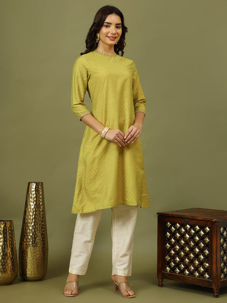 Polka Dots Printed Festive Straight Kurta