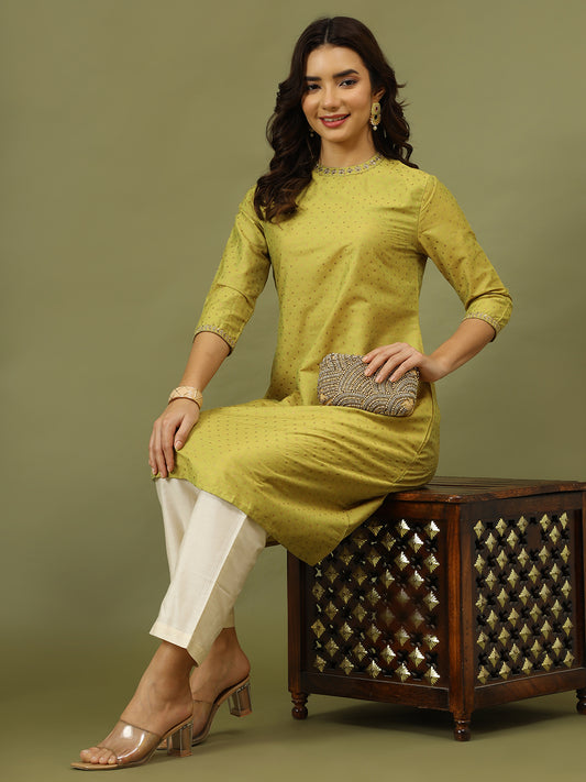 Polka Dots Printed Festive Straight Kurta