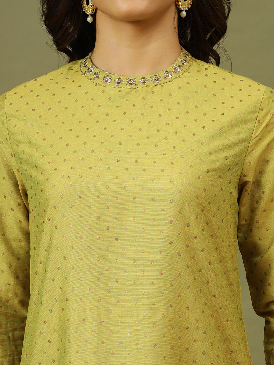 Polka Dots Printed Festive Straight Kurta