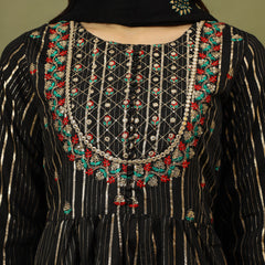 Women Woven Design Embroidered Silk Kurta with Trousers & Dupatta