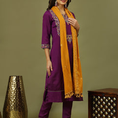 Women Floral Embroidered Kurta with Trousers & Dupatta